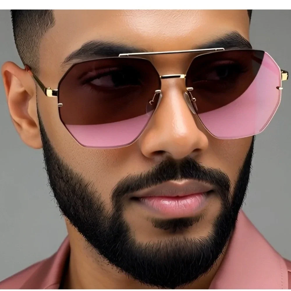 Pink Mirror Reflective Lens Sunglasses Men Style Flat‎ Lens Luxury Beach Shades